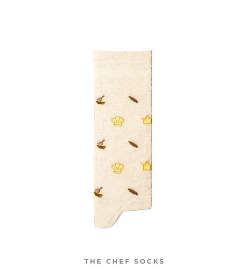 Chef - Chaussettes à motifs en coton bio - Beige The Captain Socks jolies chausset pour homme femme fantaisie drole originales