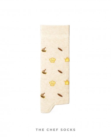 Chef - Chaussettes à motifs en coton bio - Beige The Captain Socks jolies chausset pour homme femme fantaisie drole originales