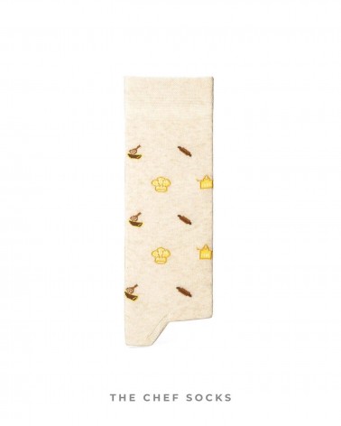 Chef - Chaussettes à motifs en coton bio - Beige The Captain Socks jolies pour femme originales pour homme chausset rigolotes...