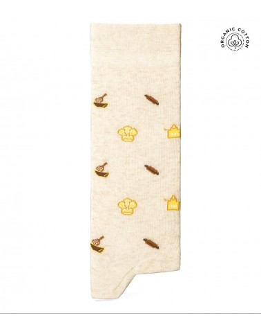 Chef - Chaussettes à motifs en coton bio - Beige The Captain Socks jolies chausset pour homme femme fantaisie drole originales