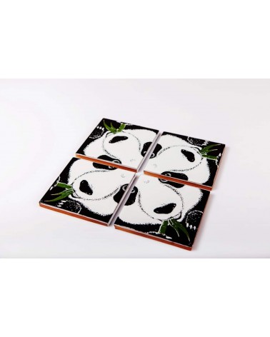 Panda - Ceramic coasters set Bussoga glass round drink design