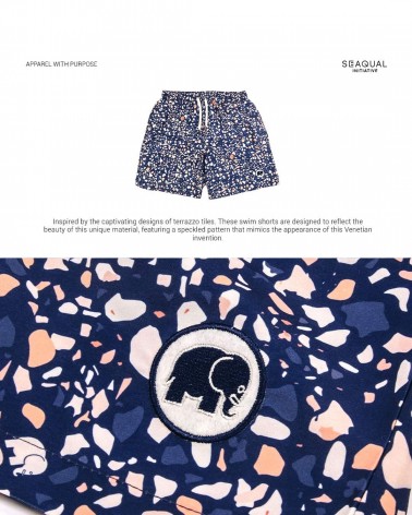 Terrazzo Badeshorts - Blau Trendsplant coole lustige Badehosen für Männer kaufen Bade Hose Mann Badehose Herren Schwimmhose S...