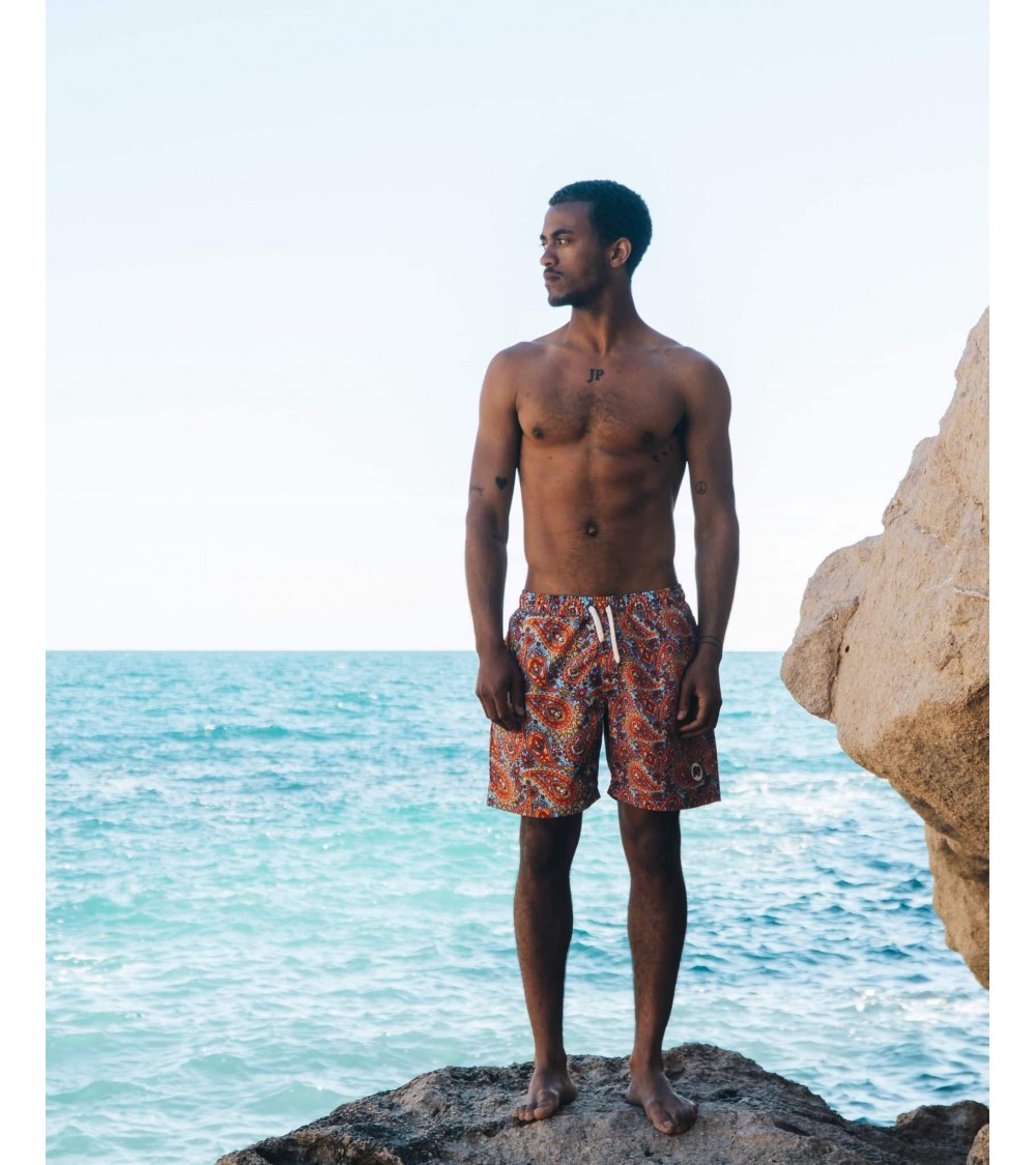 Caribbean Paisley Swim Short Trendsplant best sustainable mens swinmwear swim trucks eco friendly beachwear
