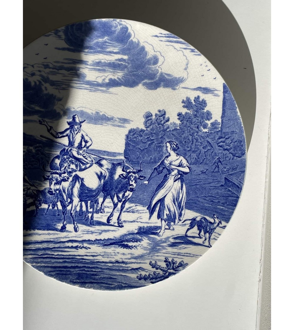 Grande assiette murale décorative vintage - Delft de Boch Frères kitatori meuble vintage shop online boutique suisse