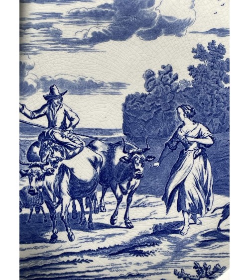 Grande piatto da parete decorativo d'epoca - Delft di Boch Frères kitatori mobili Oggetto di design vintage svizzera