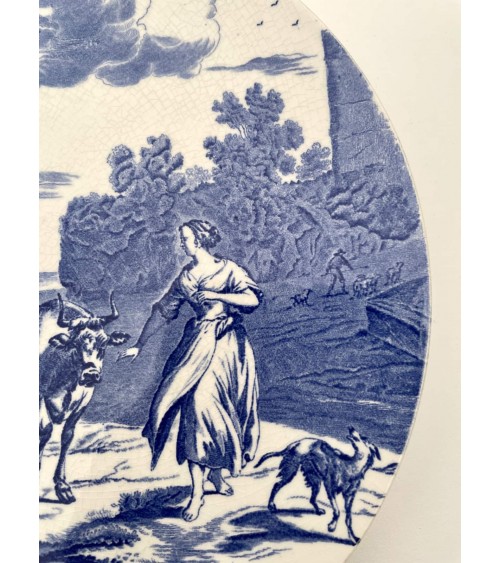 Grande piatto da parete decorativo d'epoca - Delft di Boch Frères kitatori mobili Oggetto di design vintage svizzera