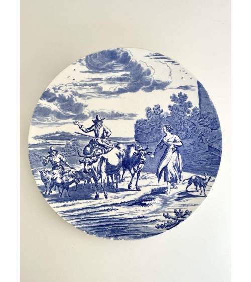 Grande assiette murale décorative vintage - Delft de Boch Frères kitatori meuble vintage shop online boutique suisse