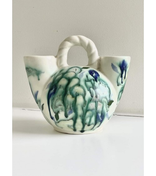 Vase vintage en céramique à double col kitatori meuble vintage shop online boutique suisse