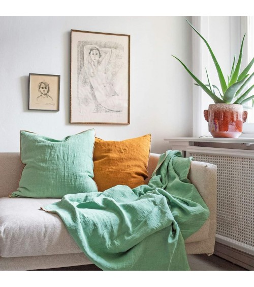 EVY - Plaid in lino e cotone Brita Sweden di qualità per divano coperte plaid
