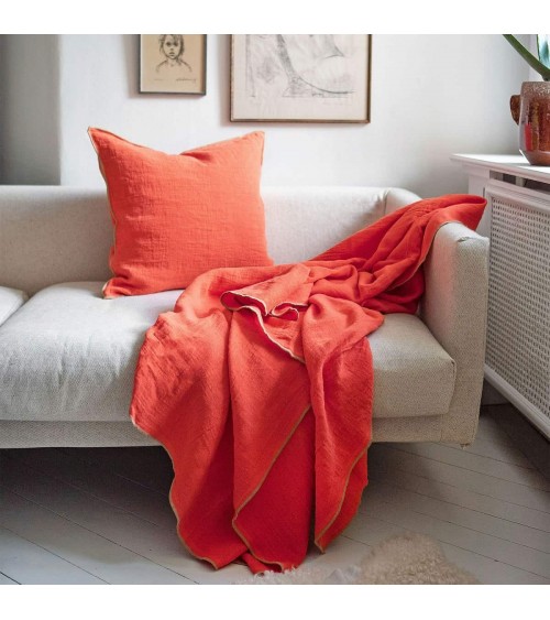 EVY - Plaid en lin et coton Brita Sweden plaide pour canapé de lit cocooning chaud