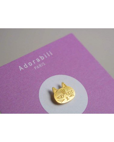 Chat - Pin's doré à l'or fin Adorabili Paris pins rare métal originaux bijoux suisse