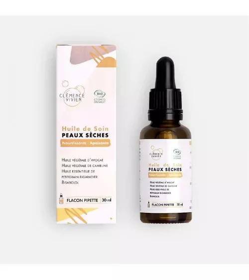 Huile de soin peaux sèches Clémence et Vivien cosmetique naturel de qualité vegan