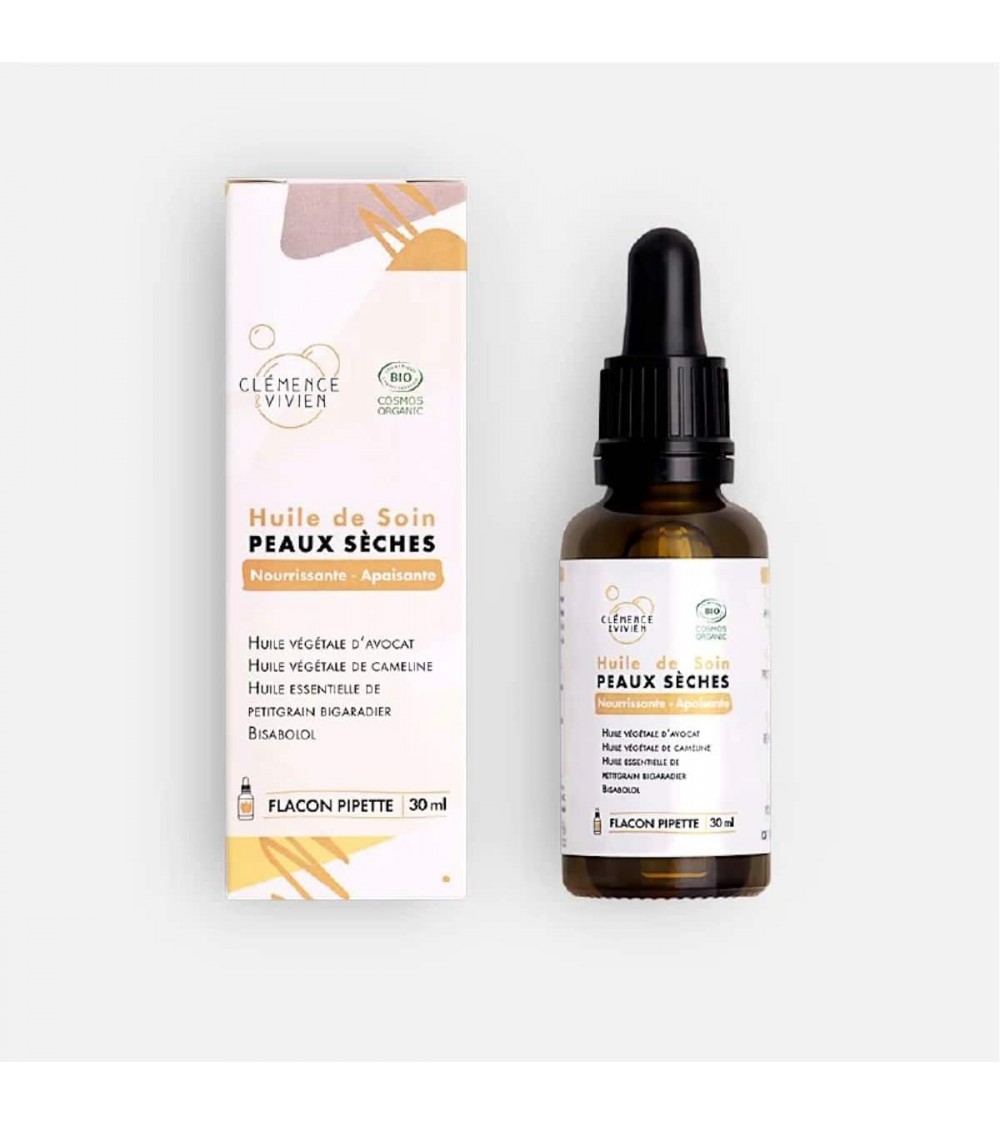 Huile de soin peaux sèches Clémence et Vivien cosmetique naturel de qualité vegan