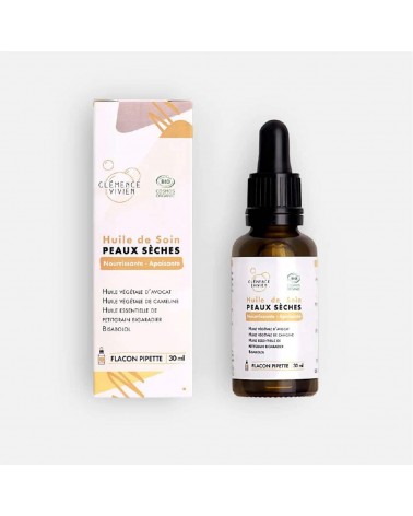 Huile de soin peaux sèches Clémence et Vivien cosmetique naturel de qualité vegan