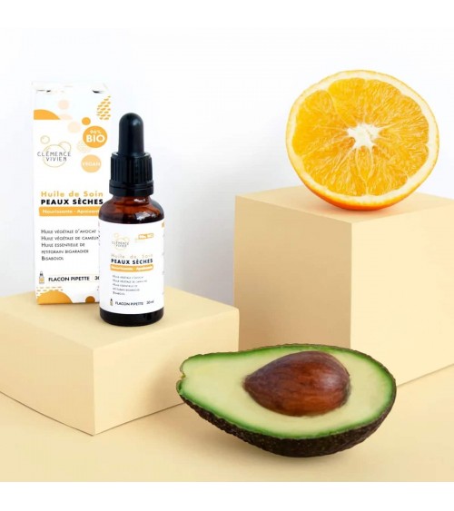 Huile de soin peaux sèches Clémence et Vivien cosmetique naturel de qualité vegan