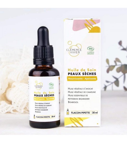 Huile de soin peaux sèches Clémence et Vivien cosmetique naturel de qualité vegan