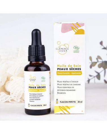 Huile de soin peaux sèches Clémence et Vivien cosmetique naturel de qualité vegan