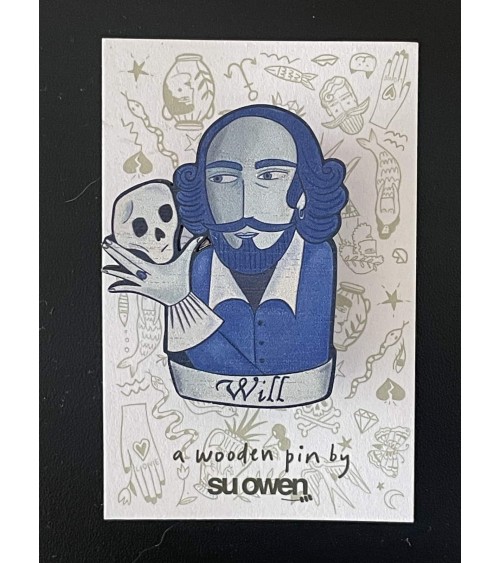 William Shakespeare - Spilla in legno Su Owen spiritose spille colorate particolari eleganti donna da giacca uomo