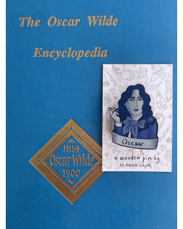 Oscar Wilde - Broche en bois, bijoux fantaisie Su Owen pins rare métal originaux bijoux suisse