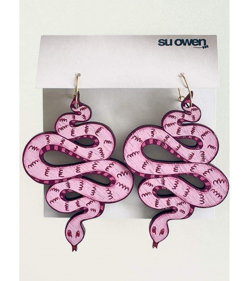Serpenti - Orecchini pendenti in legno Su Owen eleganti particolari da donna bambina