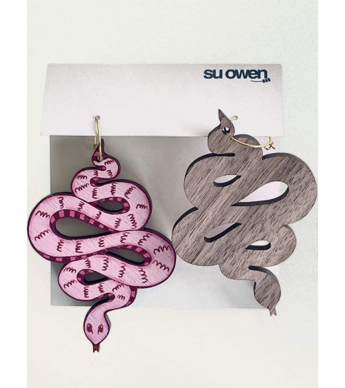 Serpenti - Orecchini pendenti in legno Su Owen eleganti particolari da donna bambina