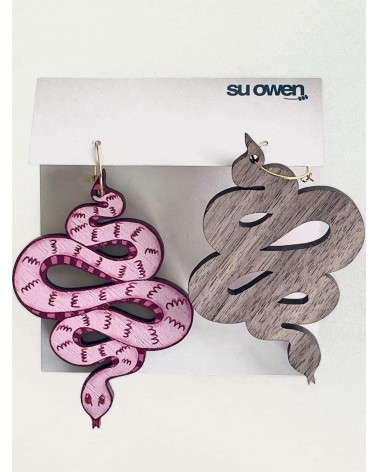 Snakes - Wooden pendant earrings Su Owen cute fashion design designer for women