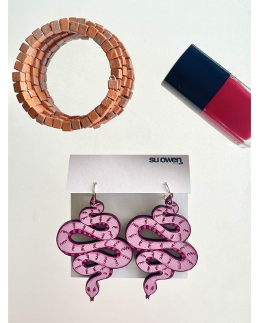 Serpenti - Orecchini pendenti in legno Su Owen eleganti particolari da donna bambina