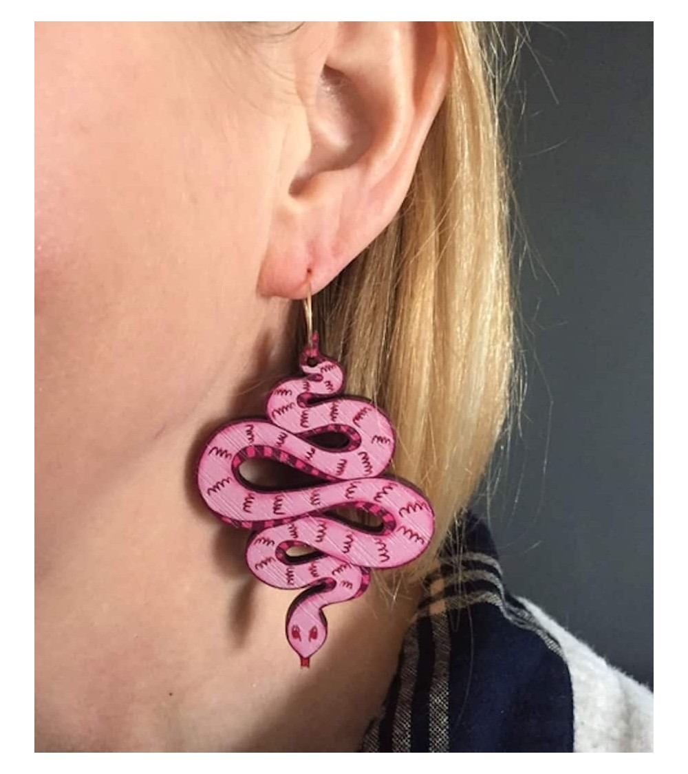 Serpenti - Orecchini pendenti in legno Su Owen eleganti particolari da donna bambina