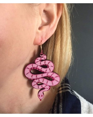 Serpenti - Orecchini pendenti in legno Su Owen eleganti particolari da donna bambina