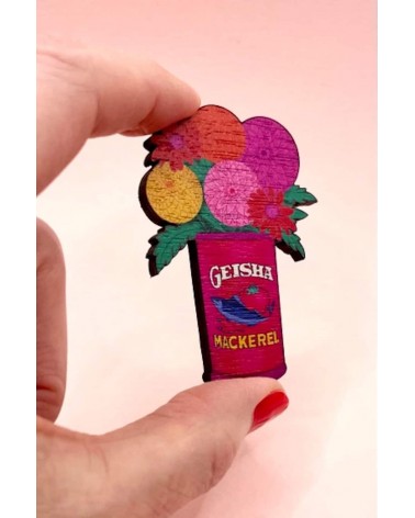 Dahlia - Broche en bois, bijoux fantaisie Su Owen pins rare métal originaux bijoux suisse