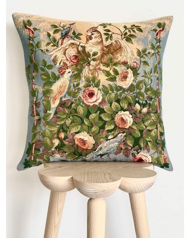 Oiseaux et roses - Housse de coussin Yapatkwa coussins décoratifs pour canapé salon deco original suisse