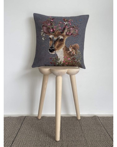 Biche et écureuil - Housse de coussin Yapatkwa coussins décoratifs pour canapé salon deco original suisse