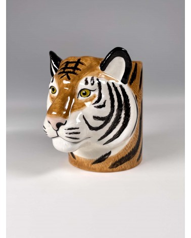 Tiger - Animal Pencil pot & Flower pot Quail Ceramics pretty pen pot holder cutlery toothbrush makeup brush