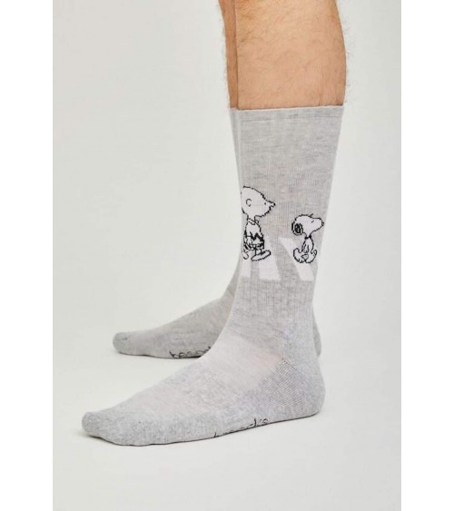 Be Snoopy Walk - Chaussettes originales en coton bio - Gris Besocks jolies pour femme originales pour homme chausset rigolote...