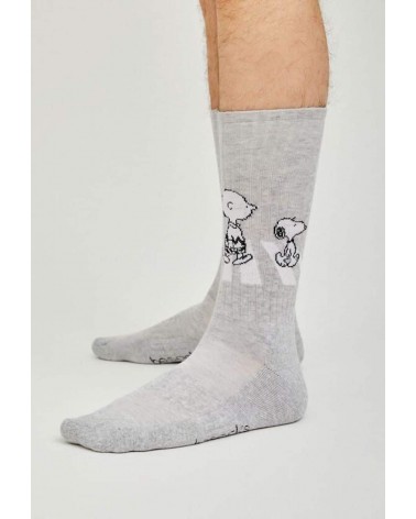 Be Snoopy Walk - Chaussettes originales en coton bio - Gris Besocks jolies pour femme originales pour homme chausset rigolote...