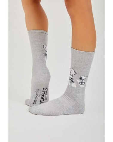 Be Snoopy Walk - Chaussettes originales en coton bio - Gris Besocks jolies pour femme originales pour homme chausset rigolote...