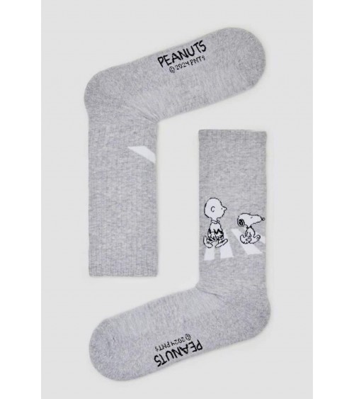 Be Snoopy Walk - Chaussettes originales en coton bio - Gris Besocks jolies pour femme originales pour homme chausset rigolote...
