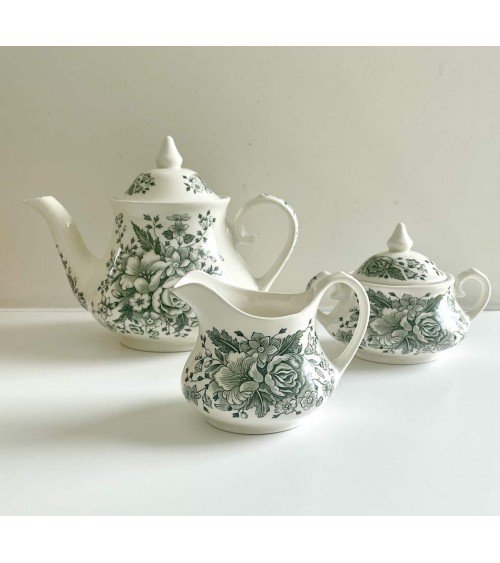 Teapot, sugar bowl & milk jug - Kew Gardens - English Ironstone kitatori switzerland vintage furniture design classics