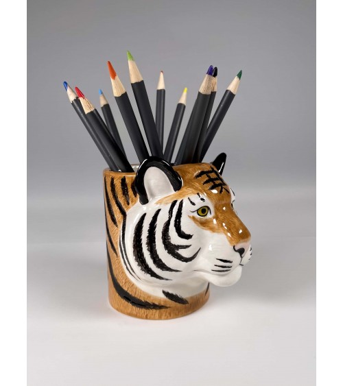 Tiger - Stiftehalter & Blumentopf Quail Ceramics schreibtisch büro kinder besteckbehälter make up pinselhalter