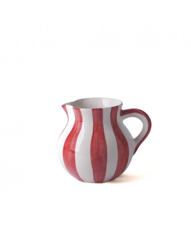 Cora ceramic water jug - Stripes - red and white Casa Atlântica carafe jug glass design