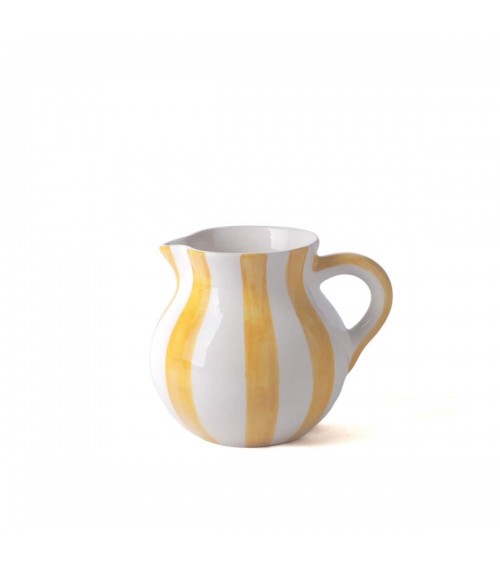 Cora ceramic water jug - Stripes - yellow and white Casa Atlântica carafe jug glass design