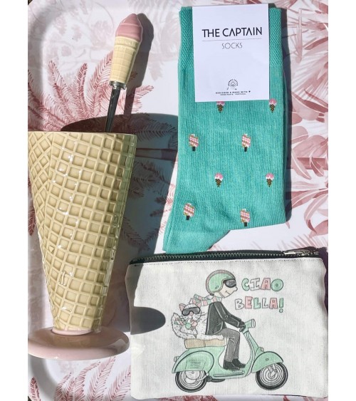 Gelato - Calze colorate in cotone bio - Turchese The Captain Socks calze da uomo per donna divertenti simpatici particolari