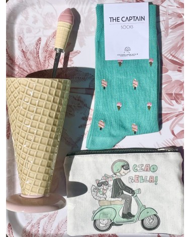 Ice Cream - Organic cotton socks The Captain Socks funny crazy cute cool best pop socks for women men
