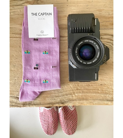 Photo - Chaussettes à motifs en coton bio The Captain Socks jolies pour femme originales pour homme chausset rigolotes drole ...