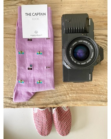 Photo - Chaussettes à motifs en coton bio The Captain Socks jolies pour femme originales pour homme chausset rigolotes drole ...