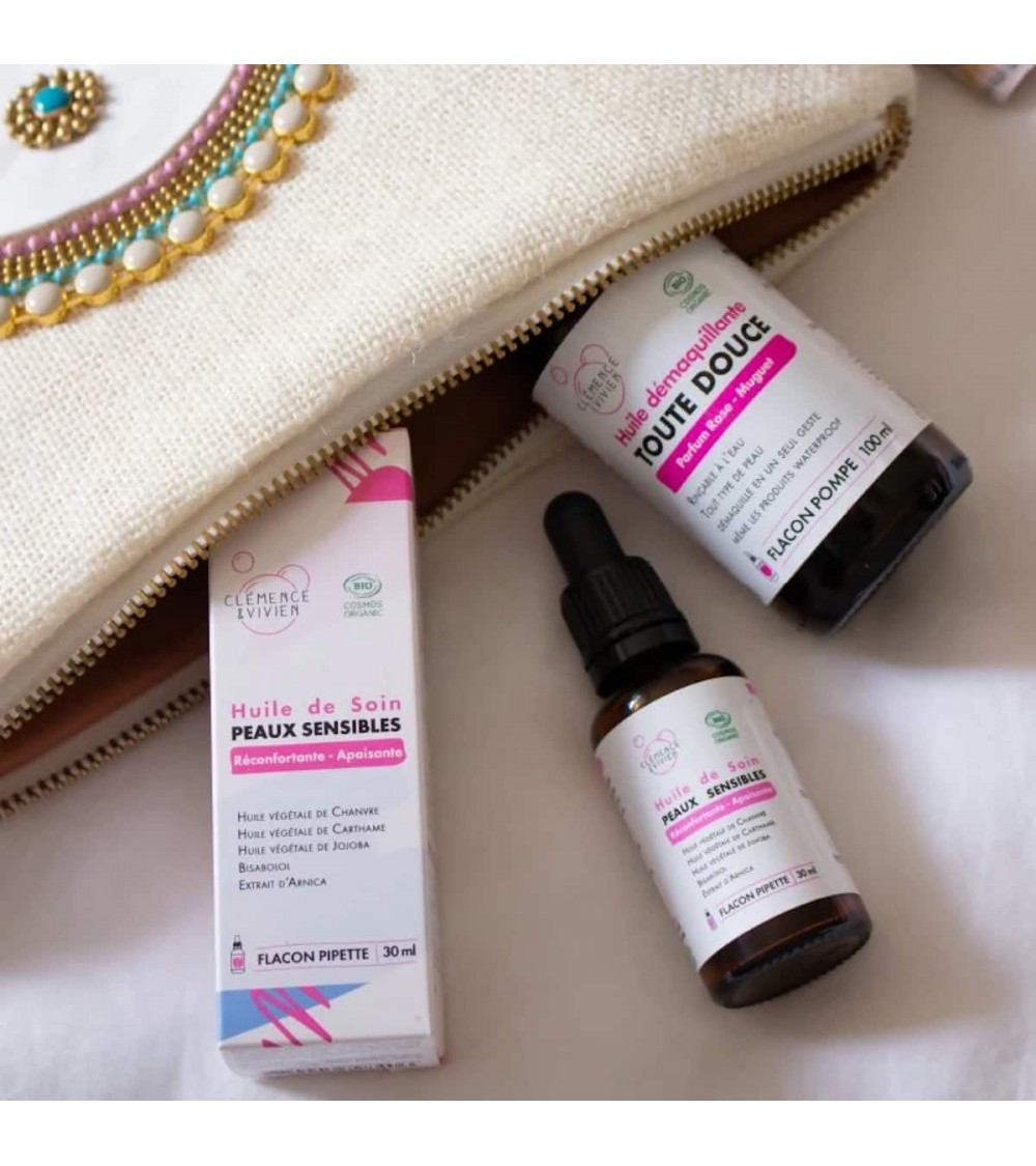 Olio per la cura del viso - pelle sensibile Clémence et Vivien cosmetici naturali cosmeci svizzeri