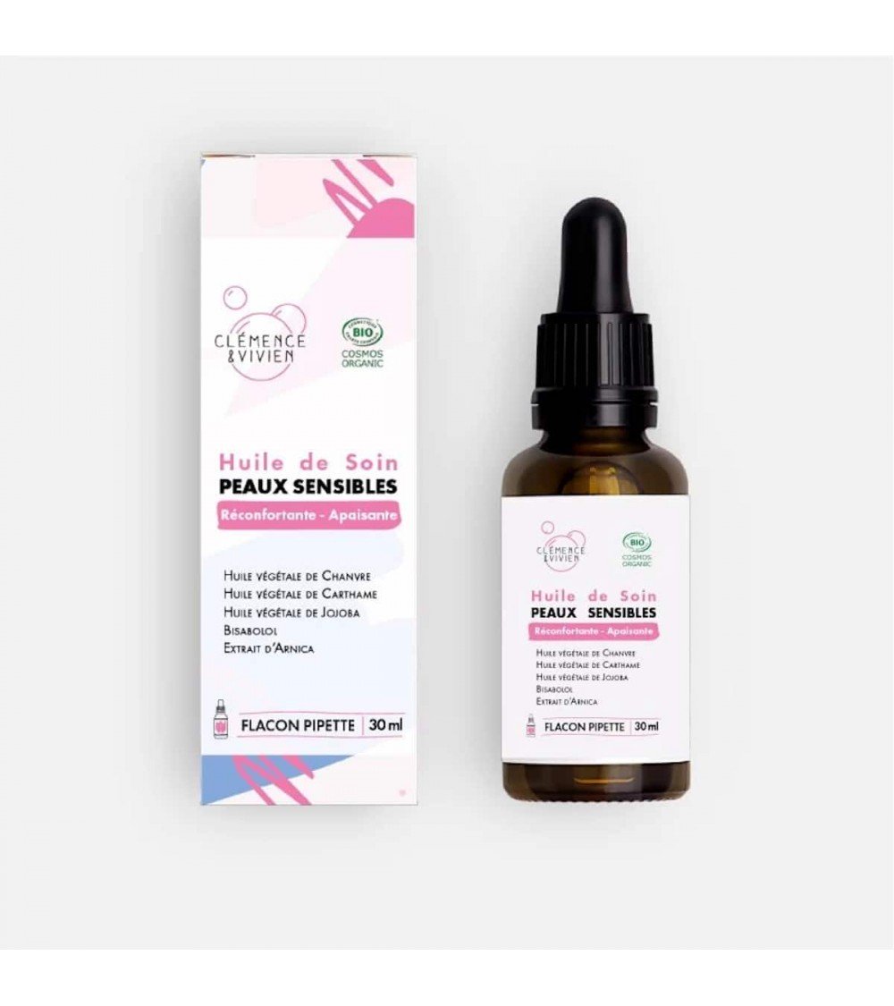 Skincare - Face oil for sensitive skin Clémence et Vivien vegan cruelty free cosmetic compagnies