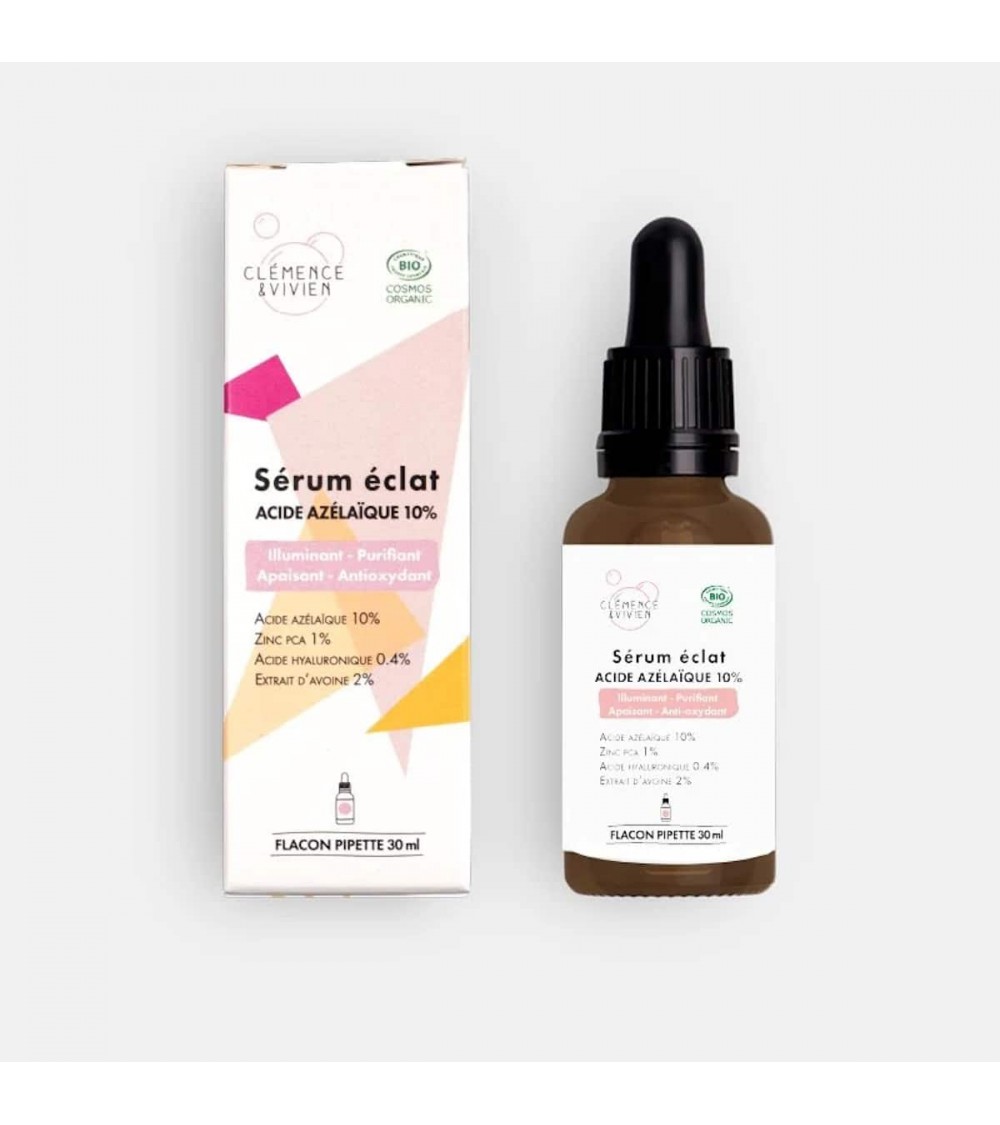 Sérum éclat à l'acide azélaïque 10% Clémence et Vivien cosmetique naturel de qualité vegan