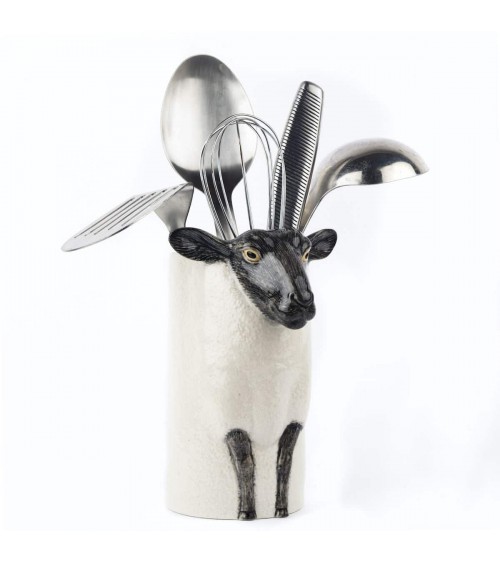 Black faced suffolk sheep - Ceramic Utensil Holder Quail Ceramics