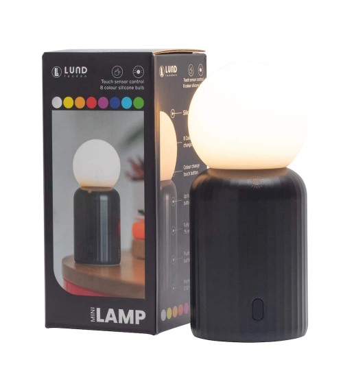 Mini Lamp Noir - Mini lampe de table sans fil Lund London a poser de nuit led moderne originale design suisse